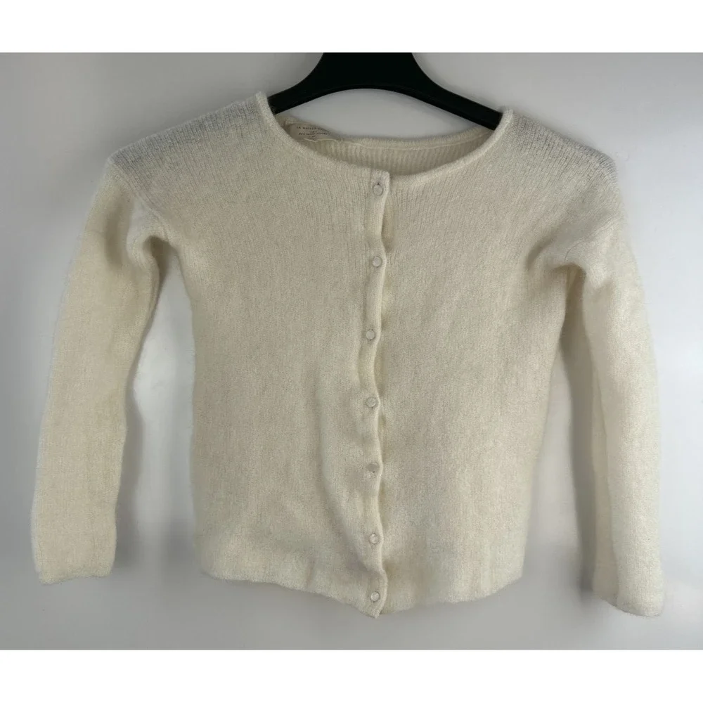 Sezane Gaspard Super Kid Mohair Baby Alpaca Ecru Cardigan Sweater XXS Luxury - Picture 2 of 14